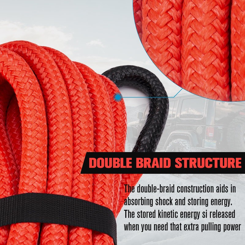 FieryRed Kinetic Recovery Rope Kit with 2 Soft Shackles, 7/8