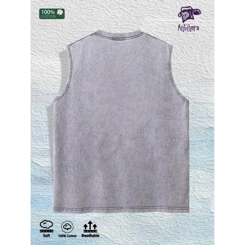 Glam Lips & Diamond Graphic Washed Vest US Warehouse 3