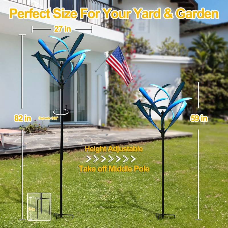 LimeHill Wind Spinner for Yard and Garden - Large Metal