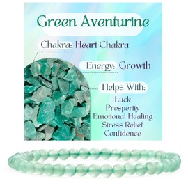 Bivei Crystal Bracelet for Women 4 mm Beads Semi-Precious Stone Natural Stone Stretchy Elastic Jewellery Yoga Gifts, 18.5 cm, Stone, No gemstone