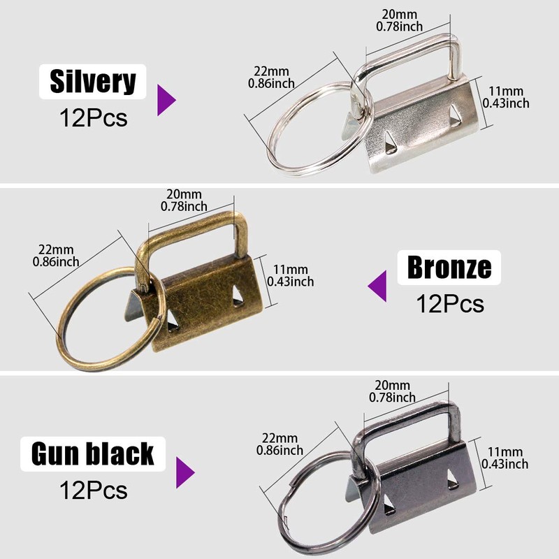 Alybrol Pack of 36 Key Chain Hardware with 1 Key
