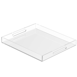 Acrylic Tray 20x16 with Cut Handles - Spill Proof Decorative Tray is an Ideal Countertop Organizer for Living Rooms, Ottoman Coffee Tables, Offices, Kitchens & Serving Guests