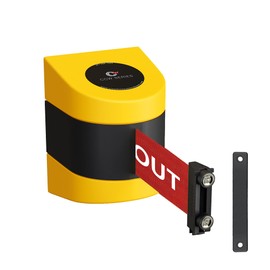 CCW Series WMB-230 Magnetic Wall Mount Retractable Belt Barrier (30 Foot Belt, Red with"Danger - Keep Out" White Letters Belt with Yellow ABS Case)