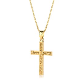 BodyBonita Gold Cross Necklace Women's Dainty Necklace with Pendant Made of 16 Carat Gold-Plated Silver Adjustable Chain Waterproof Jewellery for Women, Sterling Silver, Zircon