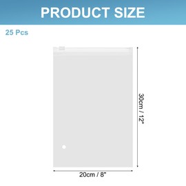 PATIKIL Frosted Zipper Bags, 25 Pack 12 x 8 Inch Resealable EVA Clothes Packaging Bag with Slider Closure and Vent Hole for Small Business T-shirt Packaging Organizing Shipping, Clear