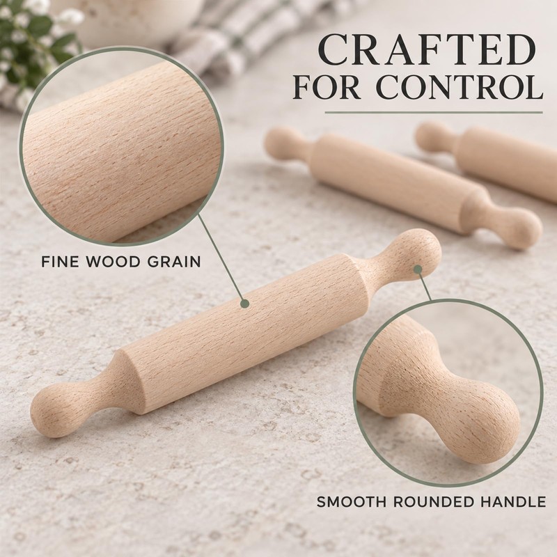 Mini Rolling Pin 4pcs 5.5-inch, Mini Wooden Rolling Pins, Family