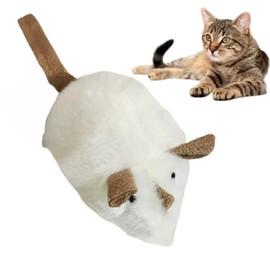 White Interactive Cat Mouse Toy,Electric Automatic Moving Mouse Cat Toy Self Play,Cat Toys Interactive,Automatic Moving Kitten Feather Toy,Lifelike Squeak Chirping Electronic Mice, Interactive Cat Toy