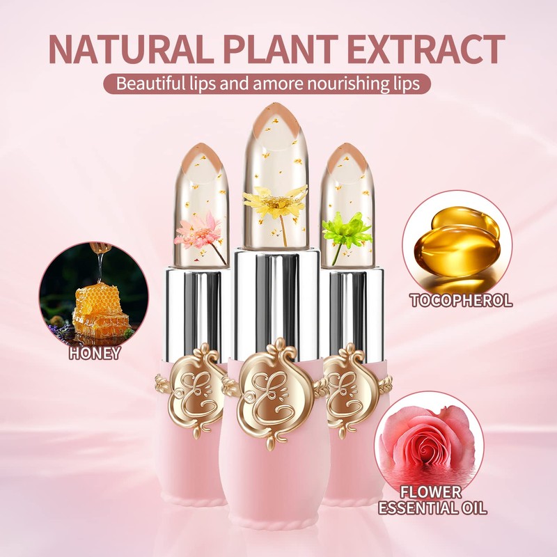 6 Packs Flower Jelly Lipstick Set Magic Temperature Color Change