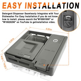 Upgraded W10861000 Dishwasher Detergent Dispenser Replacement for Whirlpool Maytag Kitchenaid Dishwasher, Replaces W10620296, W10620298, W10620299, W10861000VP Dishwasher Dispenser Parts