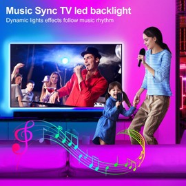 REEMEER LED Lights for TV 16.4ft LED Light for 45-75 Inch TVs RGB Lights Backlight Behind Music Sync Bluetooth APP and Remote Control TV LEDs Strip USB Powered for Bedroom/Gaming