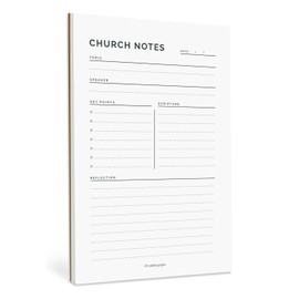 Todaisy Paper Church Notes Notepad 5.5 x 8.5 Tear Away Notepad, Sermon Christian Worship Study Guide, Religious Teaching Tool. 50 tear off sheets