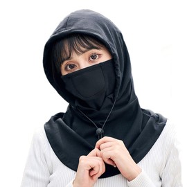 SamHeng Balaclava for Men & Women, Thermal Face Mask Snood Hood Hat Neck Warmer Scarf, Windproof Ski Mask Breathable Unisex Motorcycle Cycling Helmet Hat for Winter Outdoor Sports (Black)