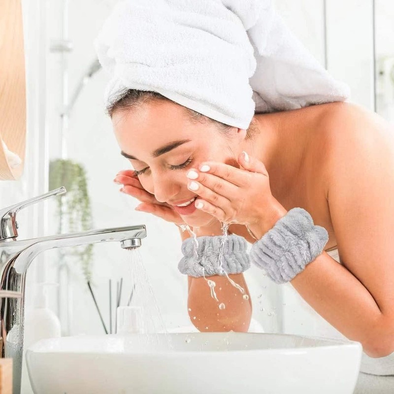 Amsomyin 8Pcs Microfiber Wrist Bands for Washing Face, Absorbent Face