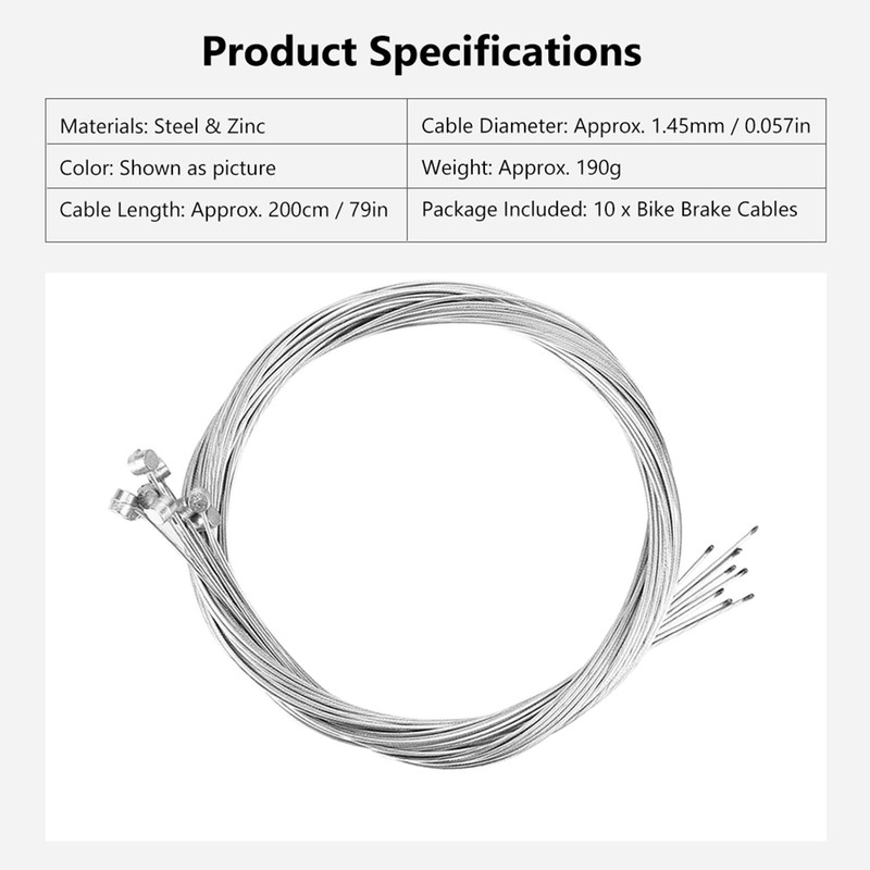 Alomejor1 10pcs Brake Cable Bicycle Brake Cable Abrasion Resistant Rust