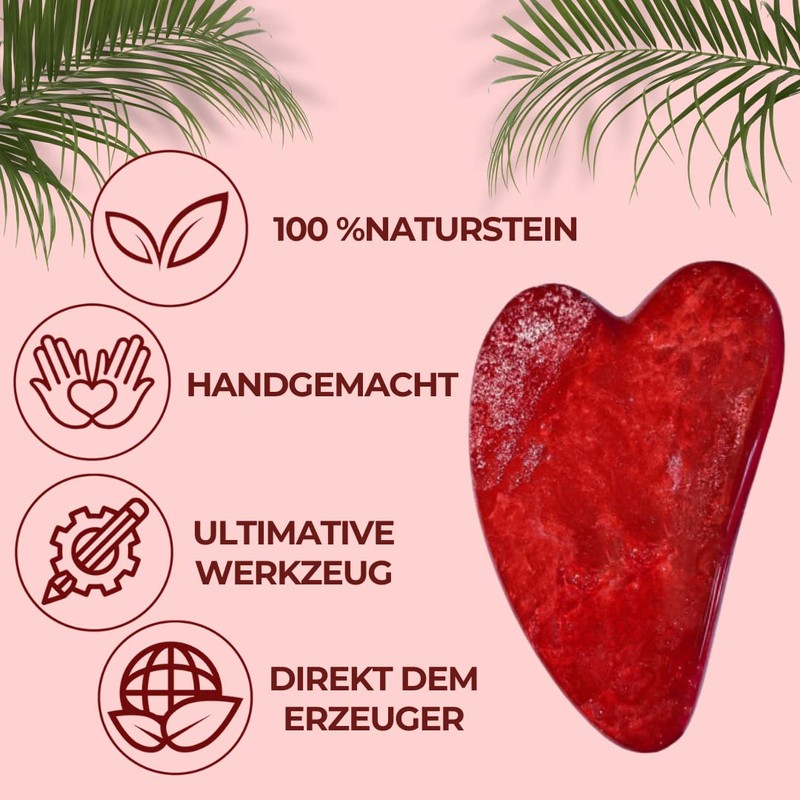EUSICE - Gua Sha Red Jasper Natural Stone Eye and