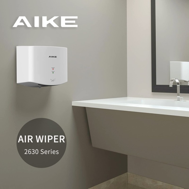 AIKE Air Wiper Compact Hand Dryer 110V 1400W White (with