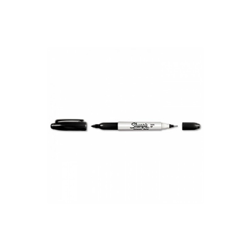 Twin-Tip Permanent Marker, Fine/Ultra Fine Point, Black