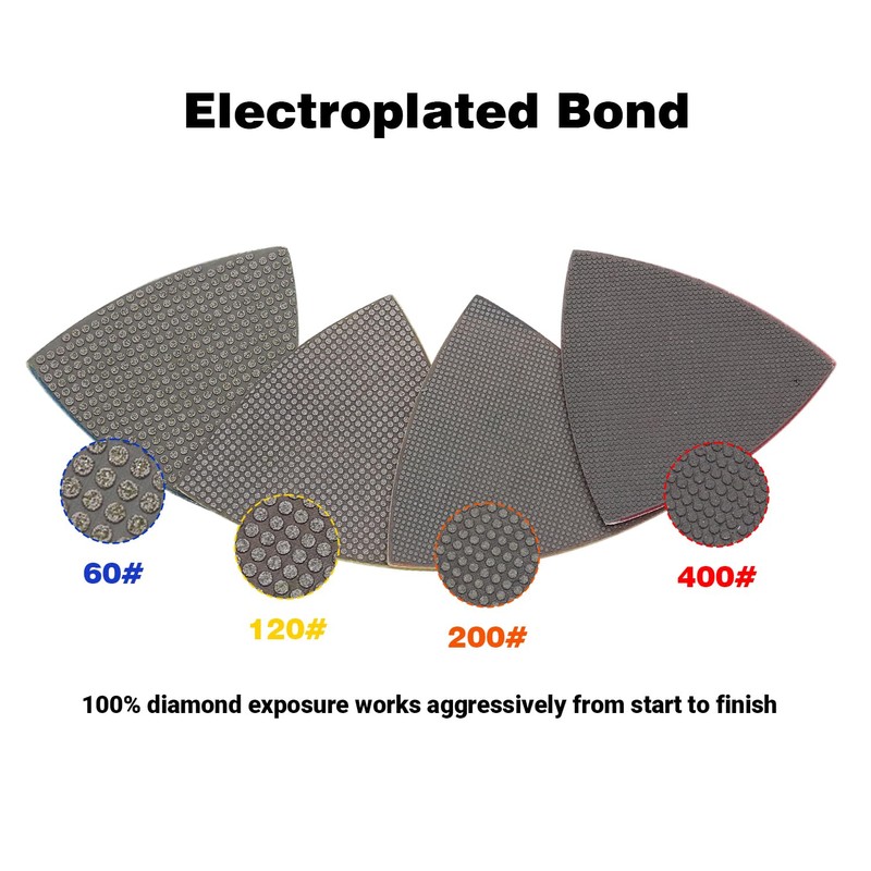 Triangular Diamond Polishing Pads for Corner Edge, Electroplated Sanding Pads