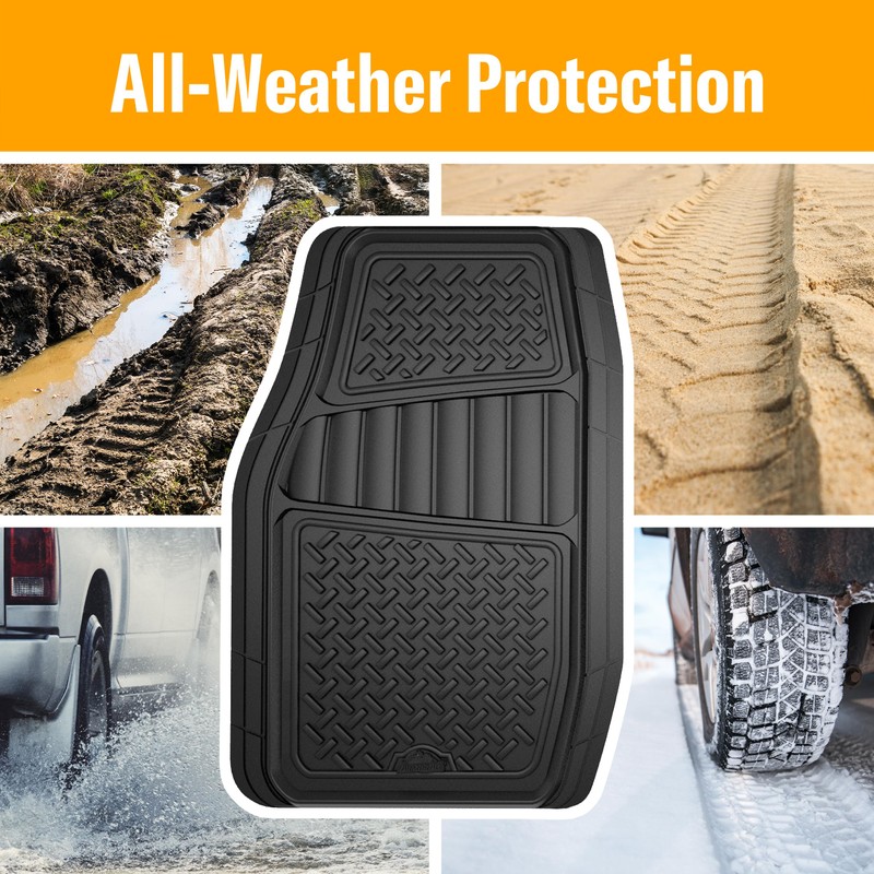 Armor All 2-Piece Truck Floor Mats, Heavy-Duty All-Weather Mats for
