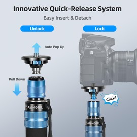 SIRUI AM-404FL Camera Monopod with Feet, 74.8 Inch Aluminum Video Monopod with Removable Base, Slim and Lightweight, Max Load 26.4lbs, 360°Panorama Panning, 4-Section for Canon Nikon Sony