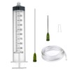 TOUFEIYUAN 1枚100mlプラスチックシリンジ、スクリュートップシリンジ、キャップと14Gの鈍い針で、サイエンスラボ用に個別にパッケージ化され、接着剤、インク、測定、ディスペンス (100ML+10CM針)