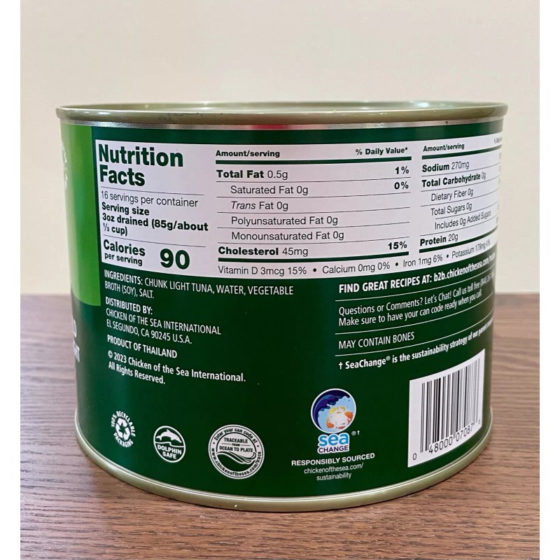 Chicken of the Sea Chunk Light Tuna in Water, Food
