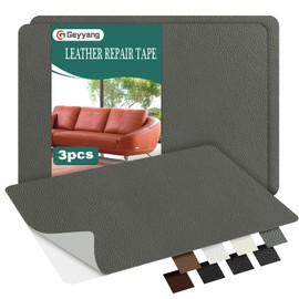 GEYYANG Leather Repair Patch, 8" x 11" x 3PCs Self Adhesive Leather Repair Kit for Furniture, Car Seats, Office Chair, Sofa, Couch, Vinyl Repair Tape(Gray - Litchi Grain)