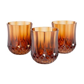 Fun Express Amber Stemless Patterned Plastic Wine Glasses - 12 Pieces