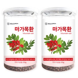 Hello Green Rowan Mugwort Pills Container, 2 packs, 200g / 헬로우그린 마가목환 통, 2개, 200g