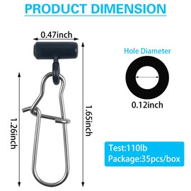 VATEICO 35pcs Fihsing Sinker Slide with Hooked Snaps Catfishing Rig Heavy Duty Fishing Finder Weight Sinker Slides Stainless Steel Duo Lock Line Connector for Fishing Tackle Box Black