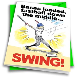 Play Strong YOUTH BASEBALL Birthday Card 1-Pack (5x7) Power Player Illustrated Sports Birthday Cards Greeting Cards- Awesome for Baseball Players, Coaches and Fans Birthdays, Gifts and Parties!