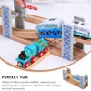 Happyyami Wooden Train Bridges Train Lifting Bridge 2 Level Crossing