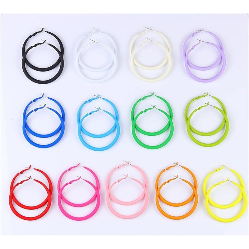 80s Hoop Earrings Colorful Hoop Earrings Large Retro Exaggerated Round