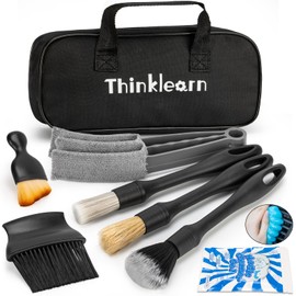 ThinkLearn Car Interior Detailing Kit, Car Cleaning Kit Interior, Including 7Pcs Auto Detailing Brush Set and Storage Bag, Car Accessories Supplies Tools for Auto Truck Cleaning