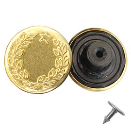 Trimming Shop Metal Laurel Wreath Design Jeans Buttons Tack Fasteners with Back Pin for Clothing Repairing & Replacement, Denims, Jackets (17mm, Gold, 10pcs)