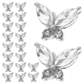 Gatuida 20Pcs Butterfly Nail Charms Creative Rhinestone Decorations for Women for Manicure Christmas and Party Nail Art