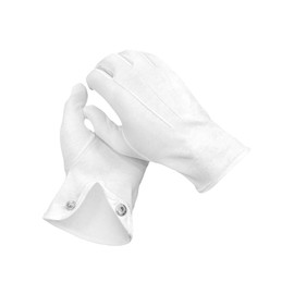 THE MASONIC COLLECTION - Plain White Cotton Gloves For Men - Very Soft and Lightweight With Washable and Reusable Material - Popper Snap Fastening - A Masonic Gift Accessory For Freemason Men