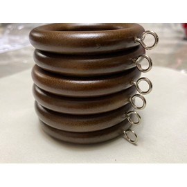 Wooden Curtain Rings 45mm with Screw Eye for Curtain Pole Charred Brown Drapery Curtain Rings Rod Hanging Sliding Eyelet for 42mm Poles Pack of 18.