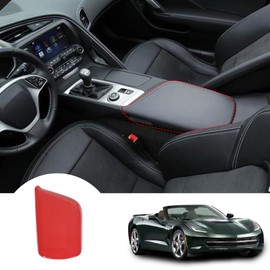 Red Carbon Fibre Auto Car Center Console Armrest Lid Cover Cap,Compatible with 2014-2019 Chevy Corvette C7 Armrest Box Panel,Armrest Lid