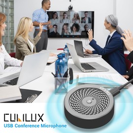 Cubilux USB Conference Microphone, USB Desktop MIC for Video Meeting, Skype, Zoom, Teams, USB Portable Table Top Omnidirectional Microphone for PC Laptop MacBook, 10 Feet