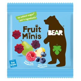 BEAR Fruit Snack Minis – Bite-Sized Snacks For Kids - Gluten Free, Vegan, Non-GMO - Raspberry/Blueberry 0.7oz (1 Count)