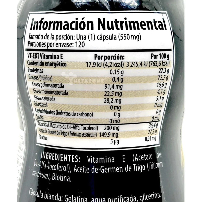 Biotina Con Vitamina E 120 Cápsulas De 550 Mg Solanum.