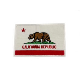 California State Flag Patch Emblem 4.25" x 3" Fully Embroidered DIY Iron-on/Sew-on Decorative Embroidery Applique Clothing Vest Jacket Bags Premium Stitching Republic Bear Logo Biker MC Travel