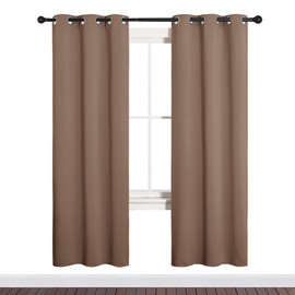NICETOWN Blackout Window Curtains and Drapes for Kitchen, Window Treatment Thermal Insulated Solid Grommet Blackout Drapery Panels (Set of 2, 34 by 72 inches, Cappuccino)