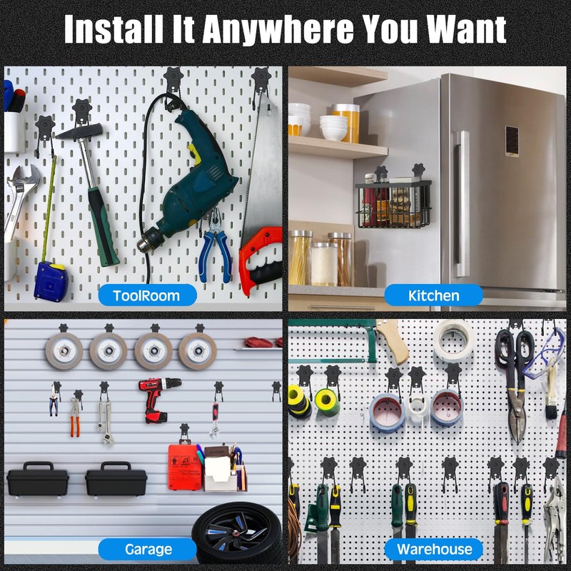 GUNPJONE Strong Garage Magnetic Hooks, 2Pcs Large Heavy Duty Magnetic