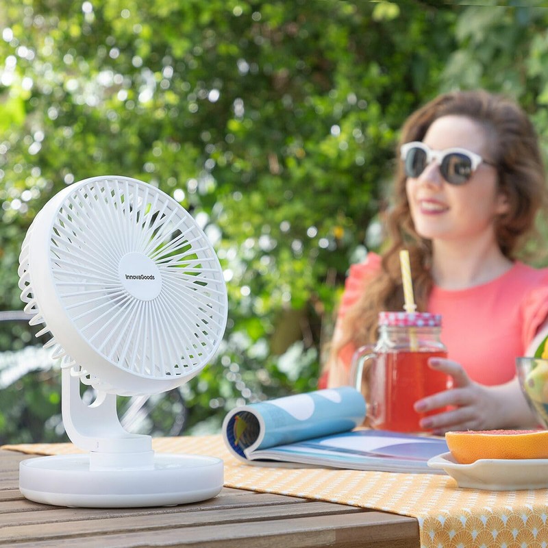 InnovaGoods Tischventilator mit Akku und LED FanLed Ø6,6'' 4000 mAh