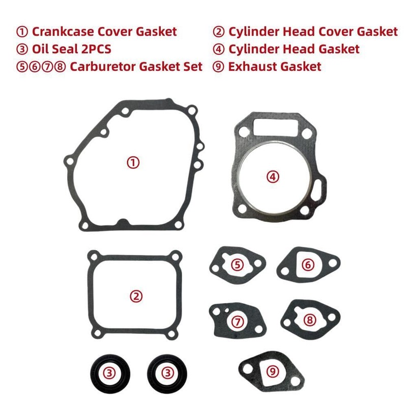POWER PRODUCTS Gaskets for Carburetor Muffler Cylinder Head Crankcase Cover