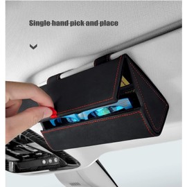 BOOC Soft Suede Car Sun Visor Glasses Case,Bigger Space Magnetic Ticket Card Sunglasses Storage Box Glasses Holder Compatible with Universal Vehicle Accessories