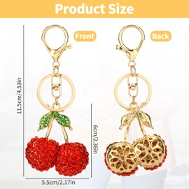Maahongh Cherry Keychain, Cherry Bag Charm, Bag Charms for Handbags, Purse Charms for Handbags, Cherry Charm for Purse, Cute Keychains for Bag Purse Wallet Cellphone or Car Pendant, Gifts for Women