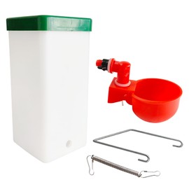 1L Hanging Chicken Drinker with Cup and Holder, Automatic Drinking System, Chick Water Cup for Cages (Red)